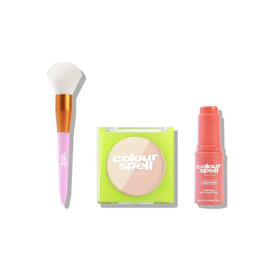 #Glowup set with face bronzer, 2-in-1 Hydrating Lip & Cheek Sticks and Highlighter Duo