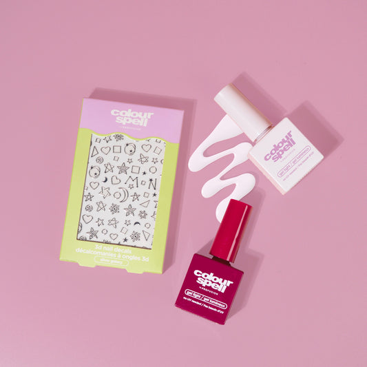 Nailed it set with Gel Nail Polishes and 3D Nail Decal