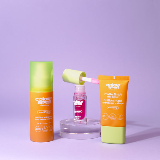 Kiss, Fix and Control set with Mattifying Setting Spray, Matte Finish Face Primer, Lip Oil