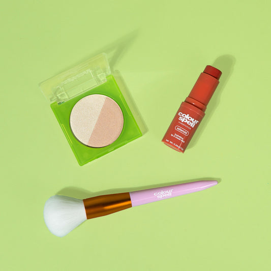 #Glowup set with face bronzer, 2-in-1 Hydrating Lip & Cheek Sticks and Highlighter Duo
