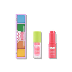 Playful set with 5 shade eyeshadow palette, lip oil and hydrating 2-in-1 lip & cheek stick