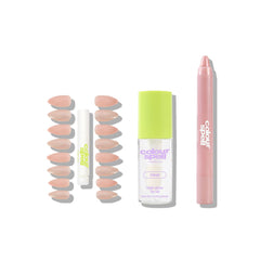 Pressed, Glossed and Polished set with Shimmer Shadow Stick, Lip Oil and Press On Nails and Glue